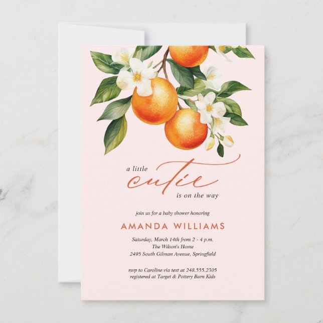Budget Little Cutie Orange Clementine Baby Shower Invitation (Front)