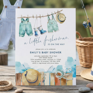 Budget Little Fisherman Baby Shower Invitation 