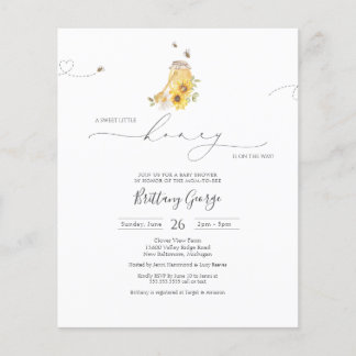 Budget Little Honey Bee Baby Shower Invitation