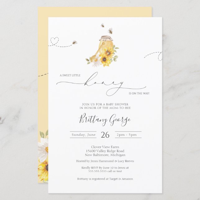Budget Little Honey Bee Baby Shower Invitation (Front/Back)