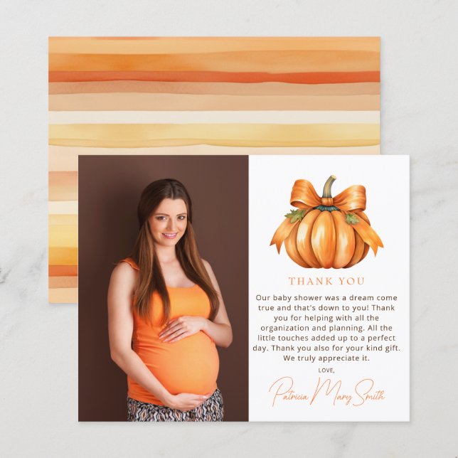 Budget Little Pumpkin Baby Shower Thank You (Front/Back)