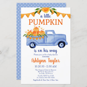 Budget Little Pumpkin Boy Baby Shower Invitation