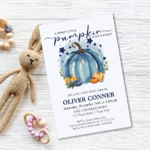 BUDGET Little Pumpkin Boy Baby Shower Invitation