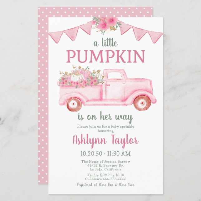 Budget Little Pumpkin Girl Baby Sprinkle (Front/Back)