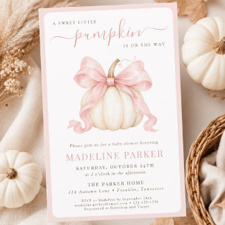 Budget Little Pumpkin Pink Bow Baby Girl Shower Flyer