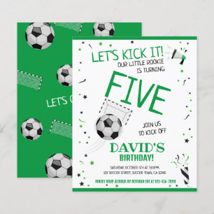 Budget Little Rookie Soccer Green Birthday Invite