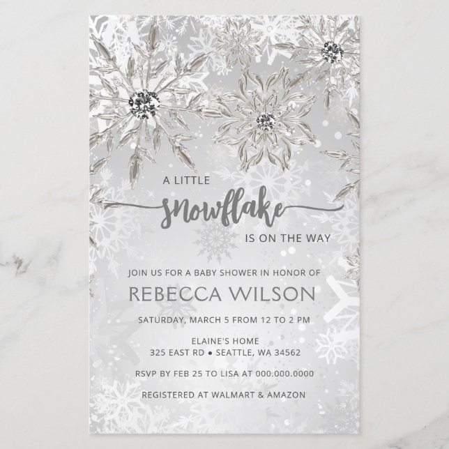 Budget Little Snowflake is On the Way Baby Shower (Front)