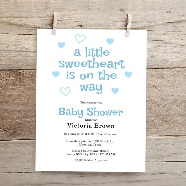 Budget Little sweetheart Boy Baby Shower Invite (Creator Uploaded)