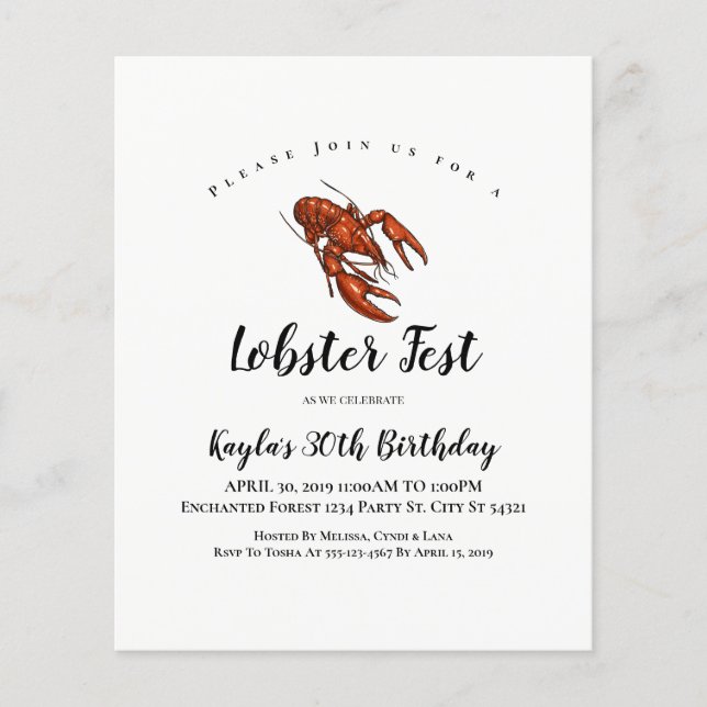 Budget Lobster Fest Invitations (Front)