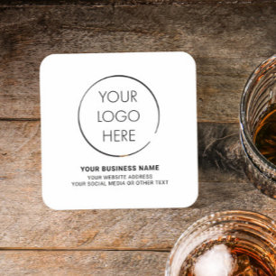 Budget Logo Coaster, Business Marketing Branded Square Paper Coaster