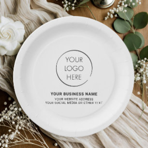 Budget Logo Plate, Business Marketing Branded Paper Plate