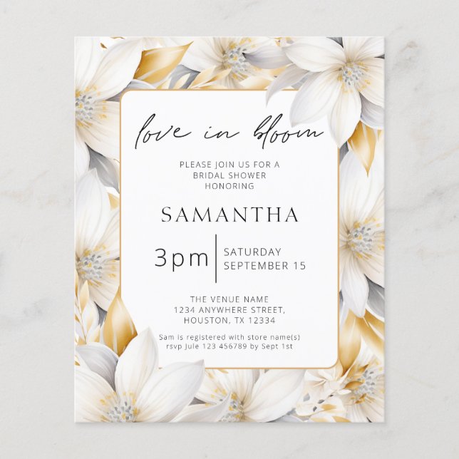 Budget Love In Bloom Floral Border Bridal Shower  (Front)