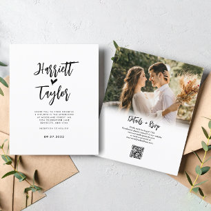 BUDGET Lovely Heart Script Photo QR Code Wedding