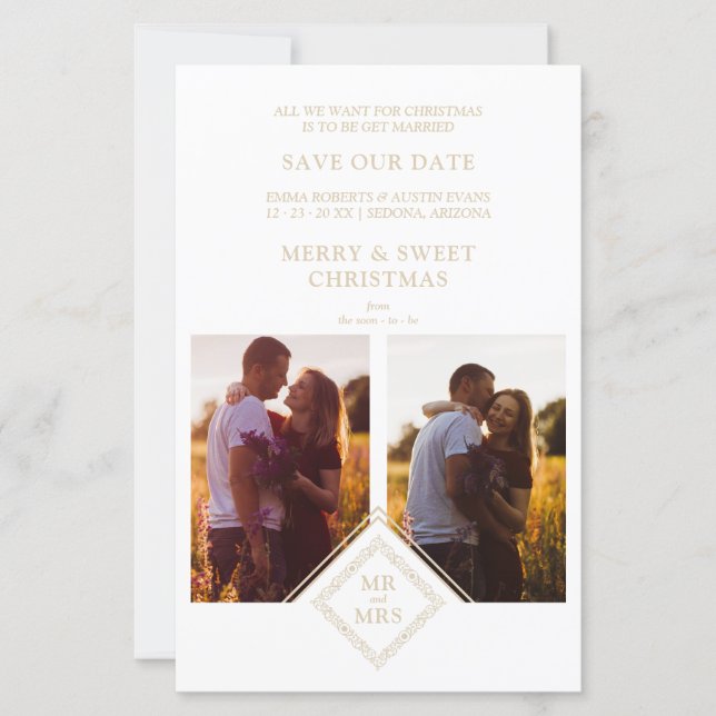 Budget Luxury Merry Christmas 2 Photos Collage (Front)