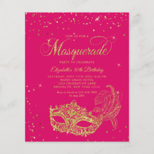 BUDGET Magenta Gold Glitter Masquerade Birthday