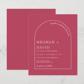 Budget Magenta Modern Arch Wedding Invitation