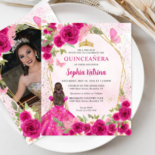 Budget Magenta Pink Floral Princess Photo Quince