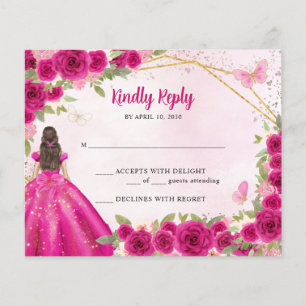 Budget Magenta Pink Gold Floral Princess RSVP