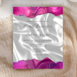 Budget Magenta Silver Agate White Silk Wedding