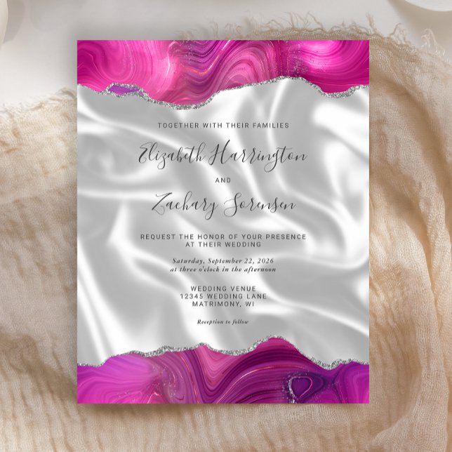 Budget Magenta Silver Agate White Silk Wedding (Creator Uploaded)
