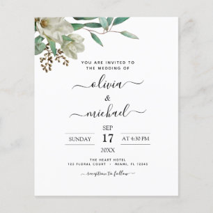 Budget Magnolia Eucalyptus Photo Greenery Wedding Flyer