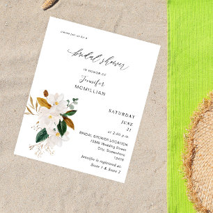Budget Magnolia White Floral Bridal Shower Flyer