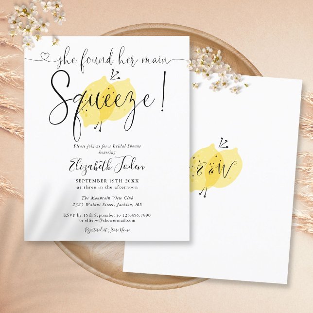 Budget Main Squeeze Lemon Bridal Shower Invitation (Creator Uploaded)