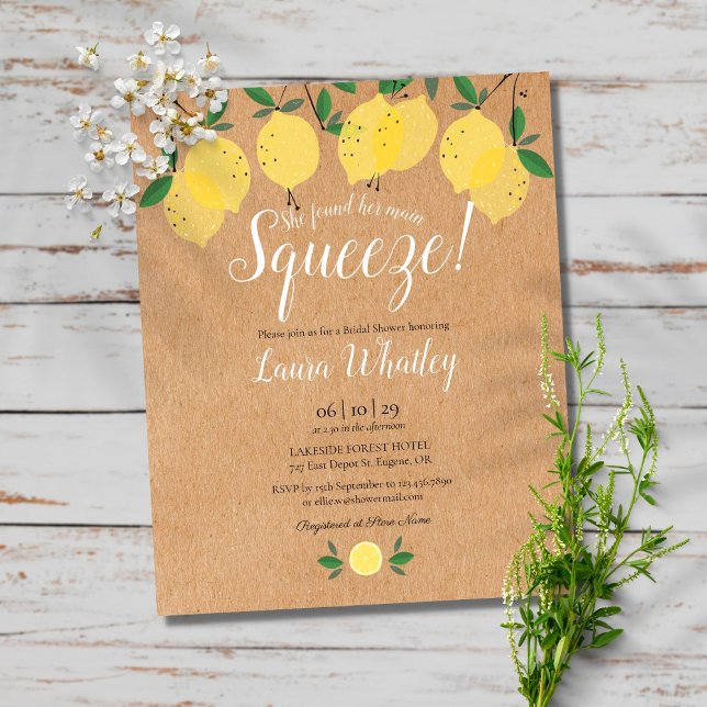 Budget Main Squeeze Lemon Bridal Shower Invitation (Creator Uploaded)
