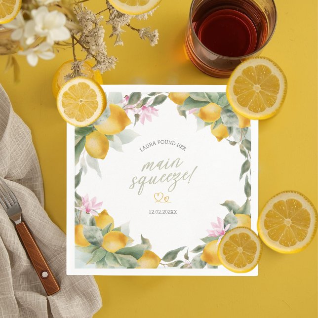 Budget Main Squeeze Lemon Wreath Bridal Shower Napkin (Creator Uploaded)