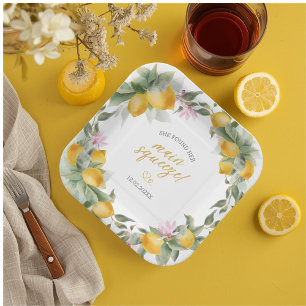 Budget Main Squeeze Lemon Wreath Bridal Shower Paper Plate