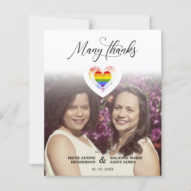 Budget Many Thanks LGBT Rainbow Pride Heart Photo (Front)