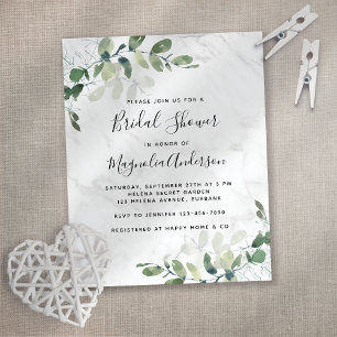 BUDGET Marble Eucalyptus Bridal Shower Invitation