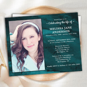 Budget Marble Green Celebration Of Life Invitation