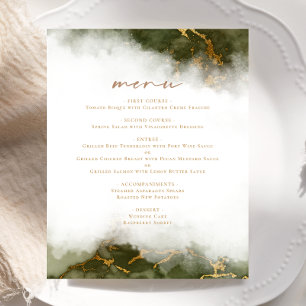 Budget Marble Olive Green Gold Wedding Menu
