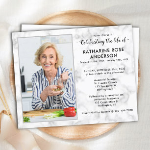 Budget Marble Photo Celebration Of Life Invitation