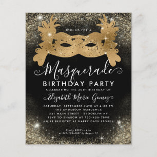 Budget Masquerade Black Gold Glam Glitter Birthday