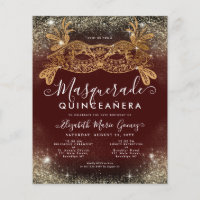 Budget Masquerade Burgundy Red Gold Glitter Quince