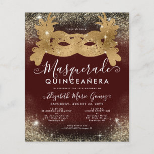 Budget Masquerade Burgundy Red Gold Glitter Quince