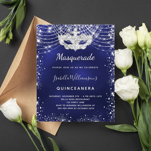 Budget Masquerade navy blue silver Quinceanera (Creator Uploaded)