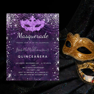 Budget masquerade purple glitter Quinceanera