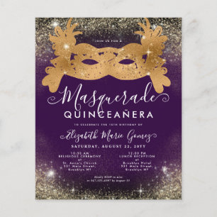Budget Masquerade Purple Gold Glitter Quinceanera