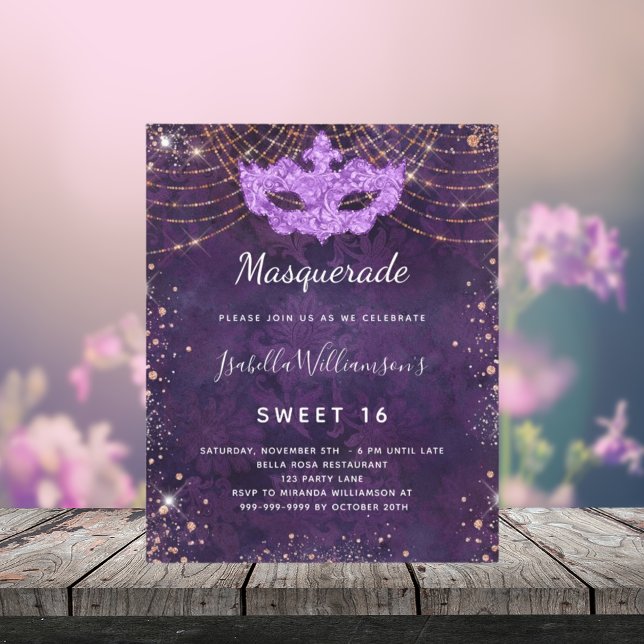 Budget masquerade purple rose gold Sweet 16 (Creator Uploaded)