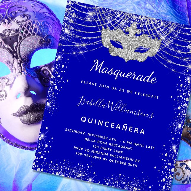 Budget Masquerade royal blue silver Quinceanera (Creator Uploaded)