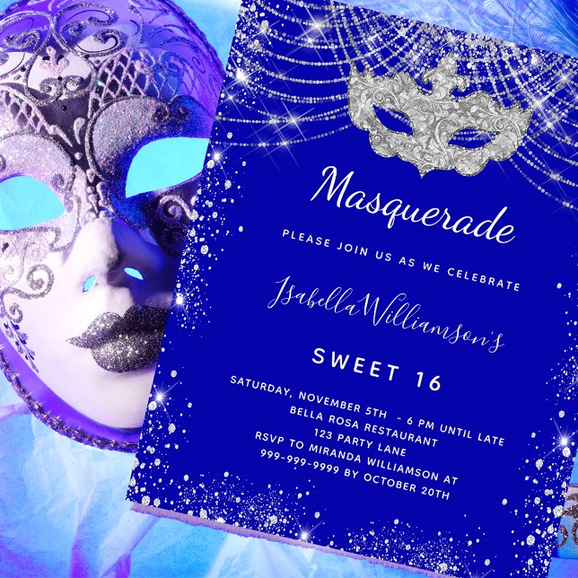 Budget Masquerade royal blue silver Sweet 16 (Creator Uploaded)