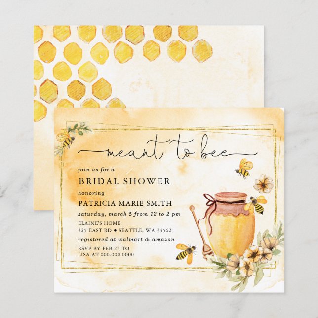 Budget Meant To Bee Honeybee Floral Bridal Shower (Front/Back)