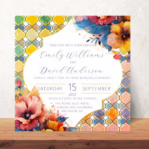 Budget Mediterranean Tiles Colourful Golden Floral