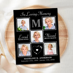 Budget Memorial Elegant 5 Photo Funeral Thank You