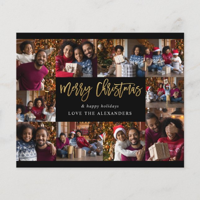 Budget Merry Christmas 10 Multi Photo - Black Gold Flyer (Front)