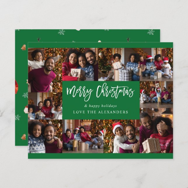 Budget Merry Christmas 10 Multi Photo - Green (Front/Back)