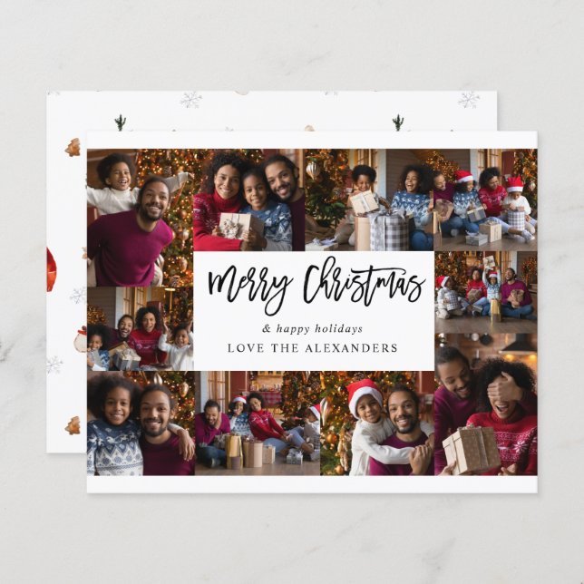 Budget Merry Christmas 10 Multi Photo - White (Front/Back)
